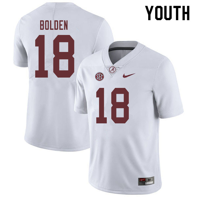 Alabama Crimson Tide Youth Slade Bolden #18 White NCAA Nike Authentic Stitched 2019 College Football Jersey DD16A28WW